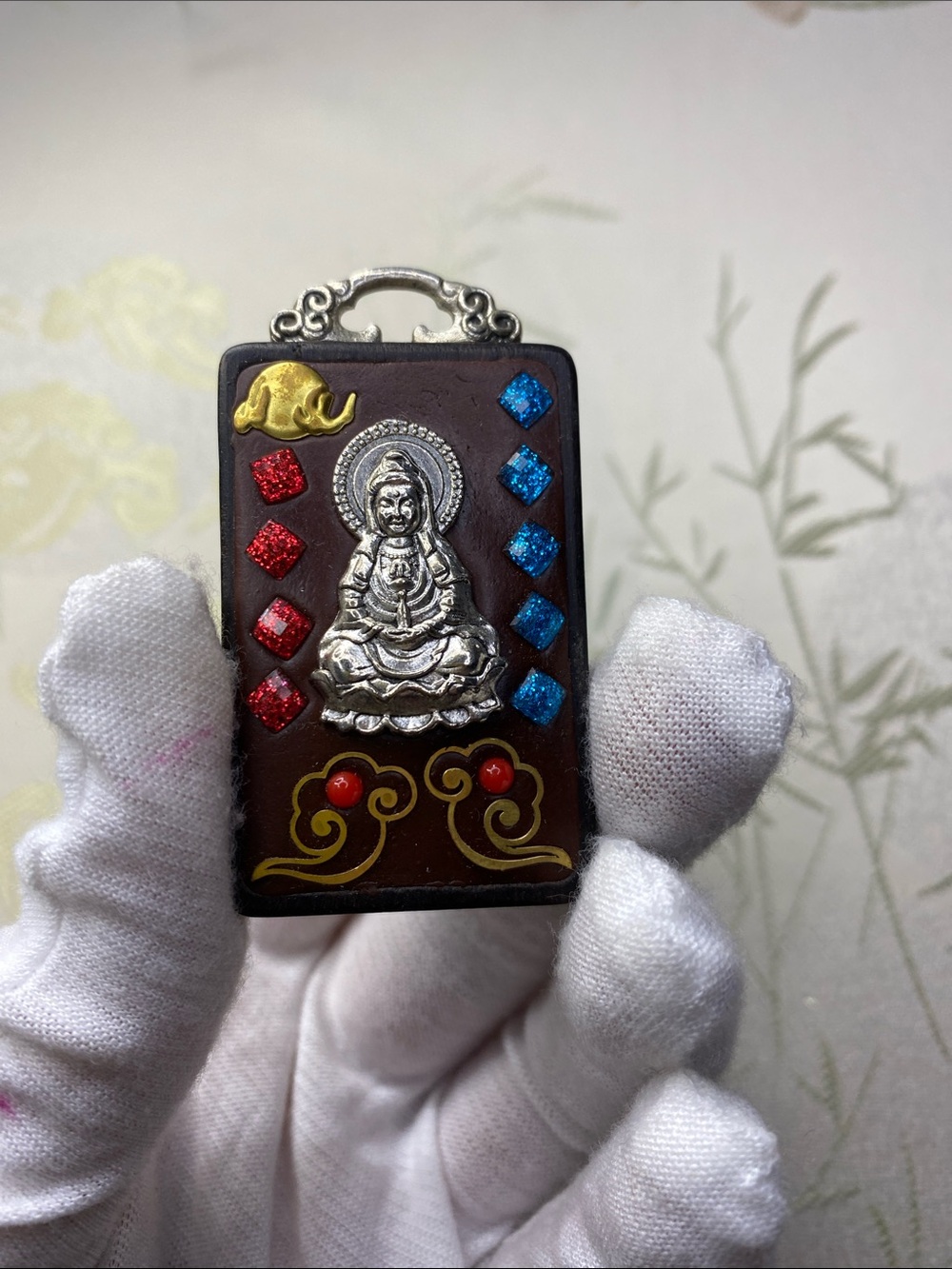 Retro Nepal Tibetan Guanyin ebony wood Tangka pendant